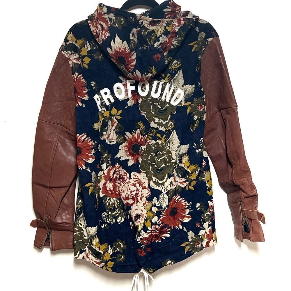 Profound Esthetic ROYAL VERSAILLES JACKET Floral NAVY BROWN Leather Womens L